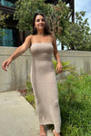 Kendra Knit Tube Top Dress-Tan