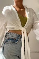 Stolen Hearts Tie Front Top-White