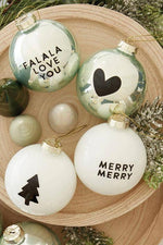 Glass Ornament Set: Merry Merry + Tree